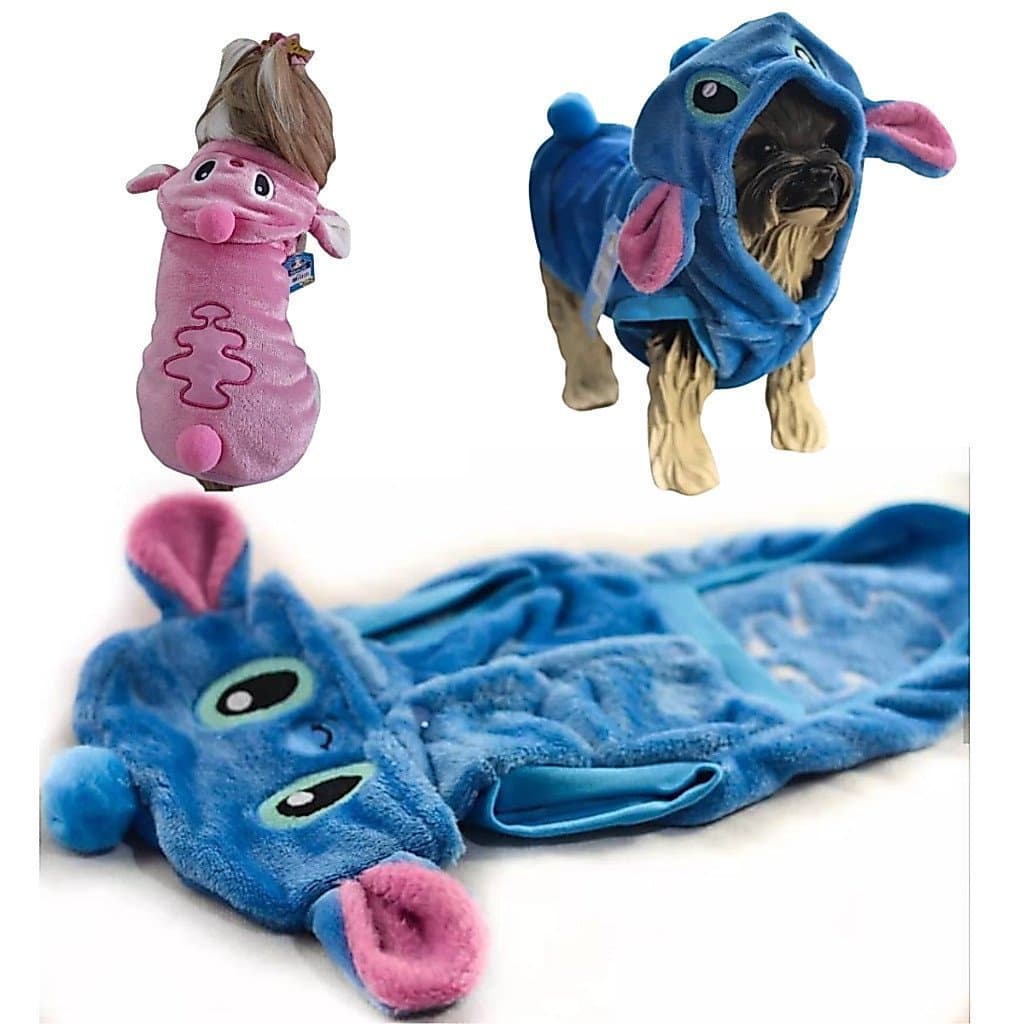 Roupa De Cachorro Gato Stitch Roupinha Pet Fleece De Inverno Fantasia Pet Angel Capa De Frio Pet