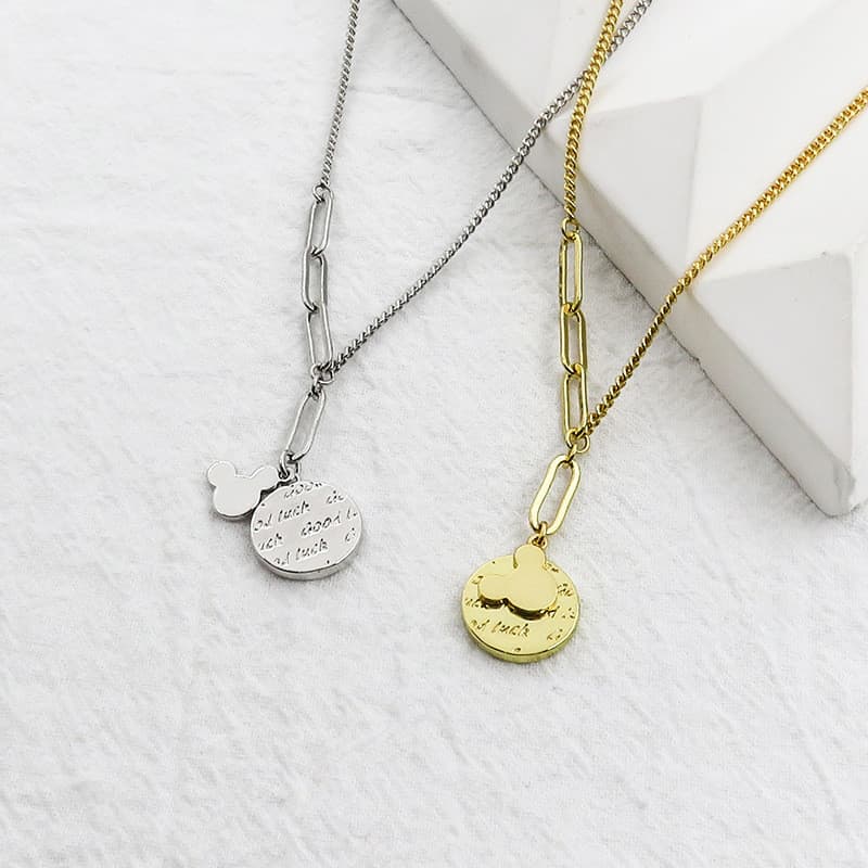 Colar feminino de aço titânio exclusivo estilo simples e legal