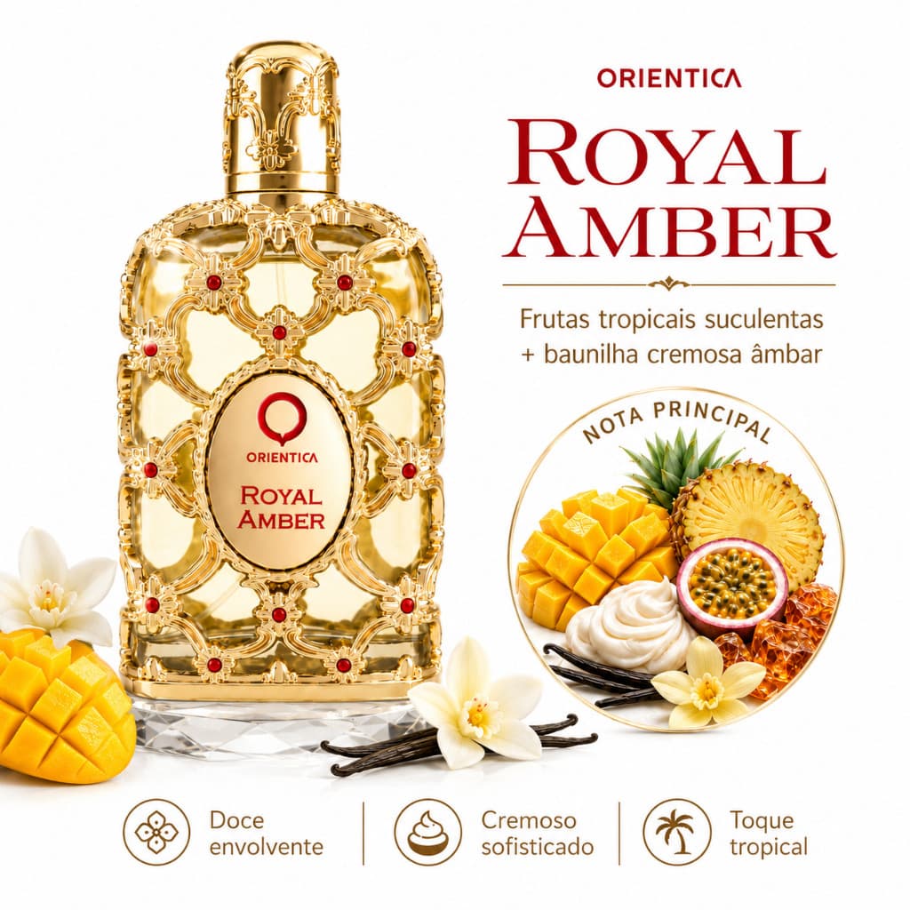 Orientica Royal Amber Eau de Parfum 100ml Feminino Original Importado – Alta Fixação e Longa Duração