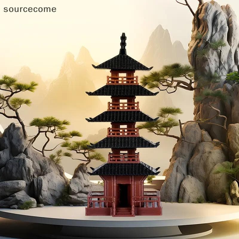 [sourcecome] Mini Estátua De Pavilhão De Pagode , Modelo De Construção Antigo Chinês , Jardim Zen , Decoração De Aquário