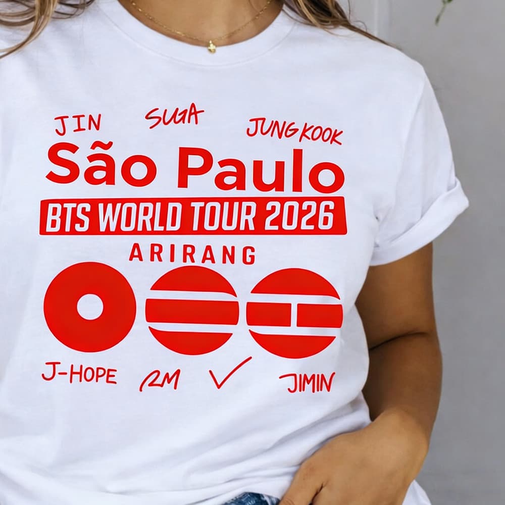 Camiseta Feminina Masculina BTS World Tour 2026 Camisa Army BTS Fãs Kpop T-shirt Unissex Streetwear