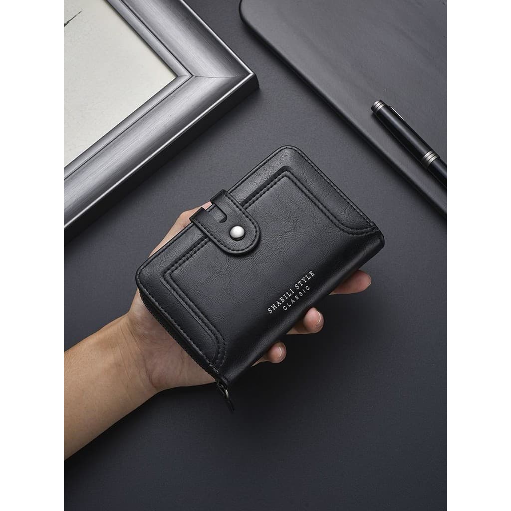 Carteira masculina carteira única com zíper curto carteira masculina moda Multi-Slot para cartão grande capacidade Horiz
