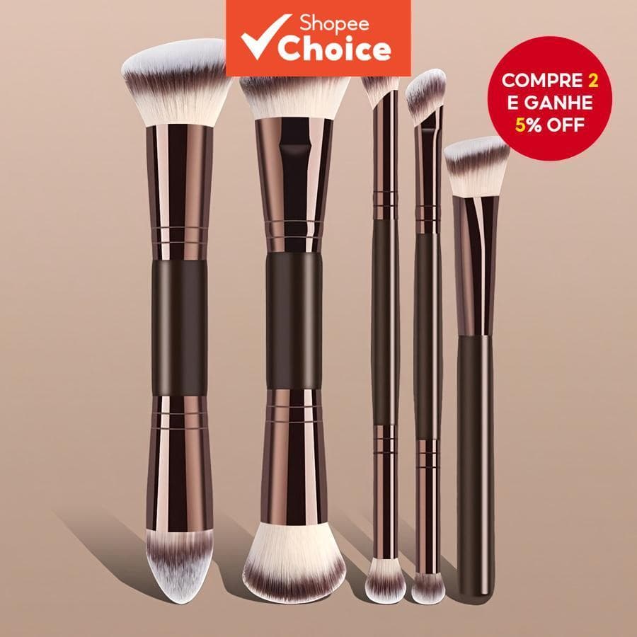 Conjunto De Pincéis De Maquiagem Macios Jumbo 5 Unidades Com Cerdas Sintéticas Não Irritantes Para Pó Facial Rouge E Som