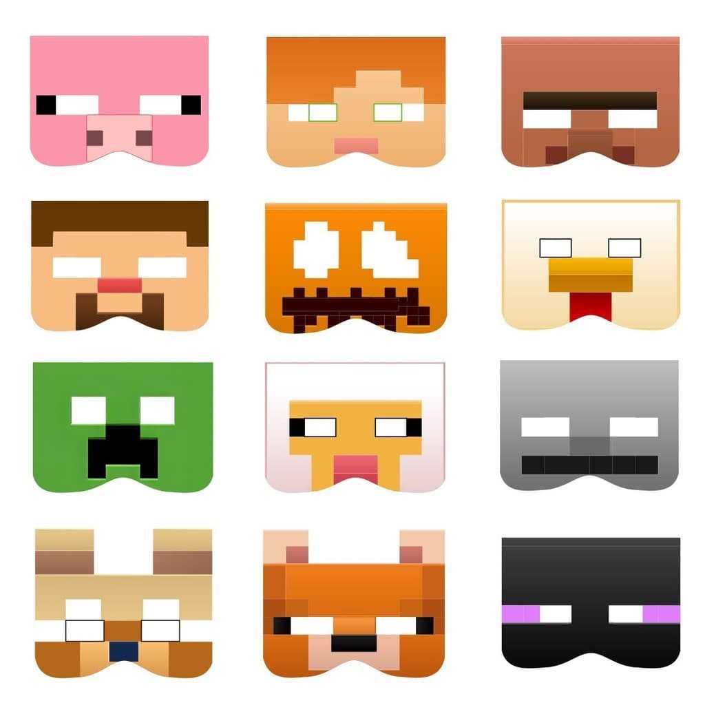 12 Pçs/Set DIY Minecraft Máscaras De Papel Misto Crianças Festa De Aniversário Brinquedos Infantis