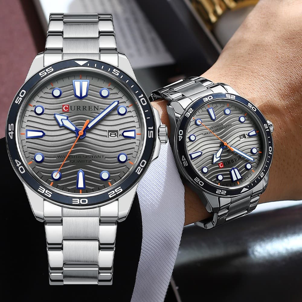 Relógio masculino de luxo da marca original CURREN, mostrador simples, estilo casual de negócios, relógio de quartzo em