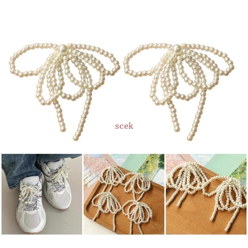 scek Pérola Bowknot Charme DIYs Chaveiro Colar Brincos Sapato Fivela Decorações