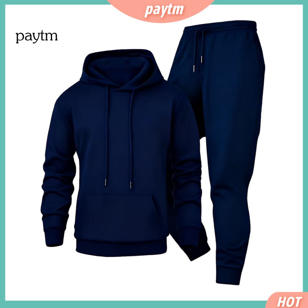 Daily Wear Men's Suit Textured Fabric Men’s 2-piece Hooded Sweatsuit Set – Long Sleeve Hoodie Jogger Sweatpants Casu