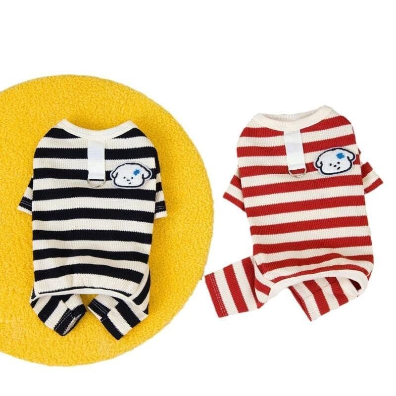 Roupas Finas Para Cães Pequenos Listrado Macacão De Cachorro Moda Filhote Casacos Bonito Impressão Gato Macacões Chihuah