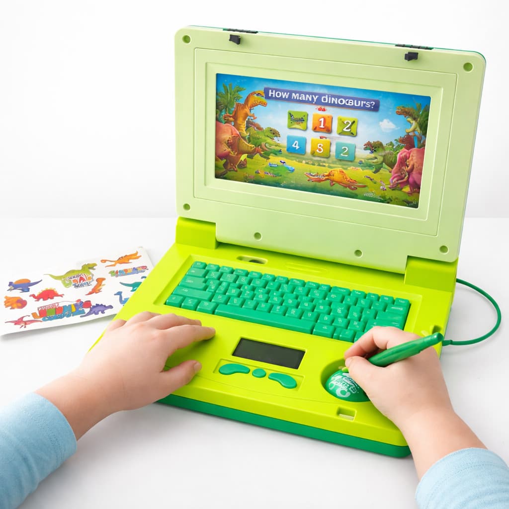 Laptop Notebook Infantil Dinossauro Educativo Musical Com Luz Som e Mouse