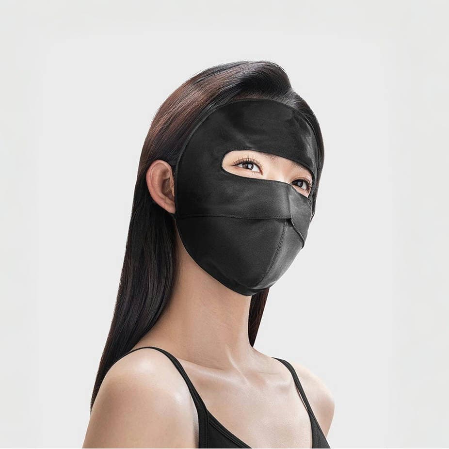 Máscara Solar Facial Completa De Seda Amoreira De Camada Dupla Premium , Proteção Anti-UV E Luz Azul Com Fixação Na Test