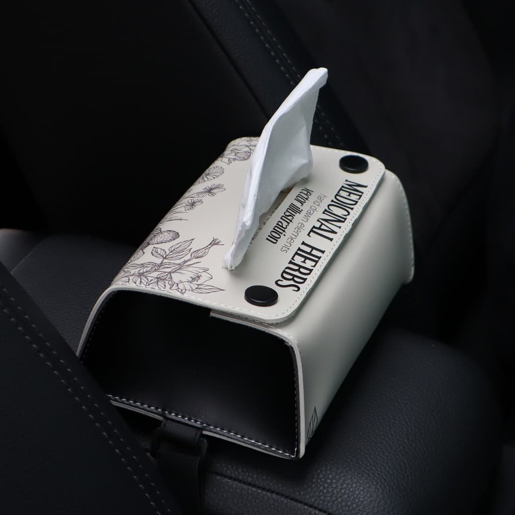 YoCiao Porta Lenço Automotivo Panda, Capa com Visual de Couro para Encosto ou Console, 18 cm