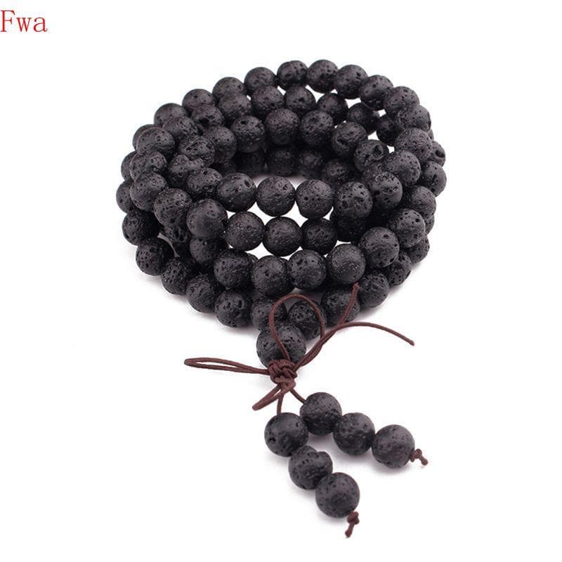 Fwa Budista 108 Contas Pretas Colar Rosário Pulseira Joias Para Homens
