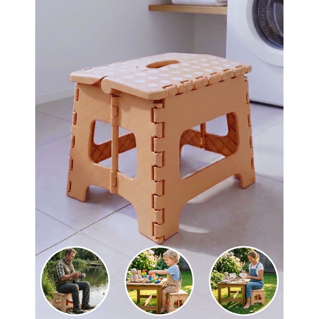 Banquinho Dobravel Retratil Plastico Suporta 100Kg Degrau Portatil Banqueta Multiuso Infantil