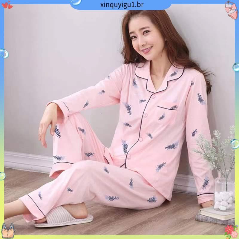 Vendas diretas da fábrica pijamas femininos primavera outono bonito senhoras dos desenhos animados Homewear Casual estil