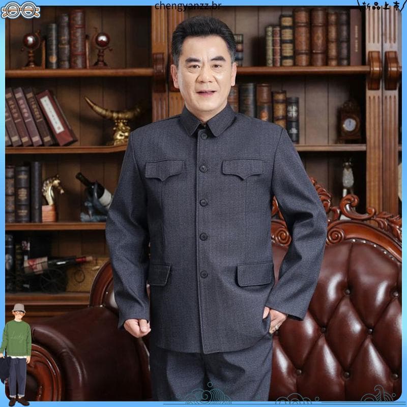Primavera outono militar roupas casuais idosos de meia-idade ternos de meia-idade vovô roupas de meia-idade idosos
