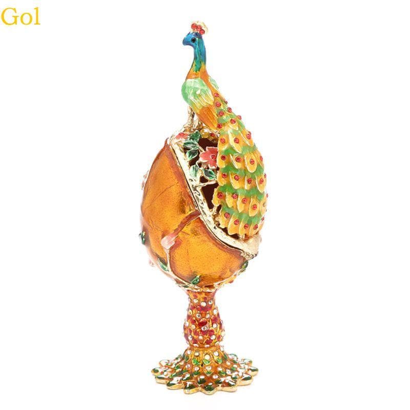 Organizador Pavão Pintado À Mão, Esmaltado, Decorativo, Articulado, Caixa Joias, Exclusiva Par