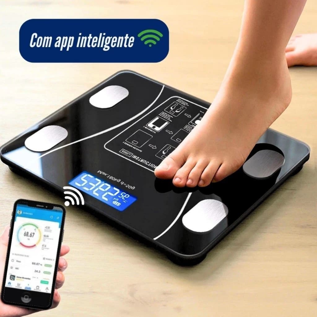 Balança Inteligente com Bioimpedância, App Integrado e Capacidade de até 180kg-