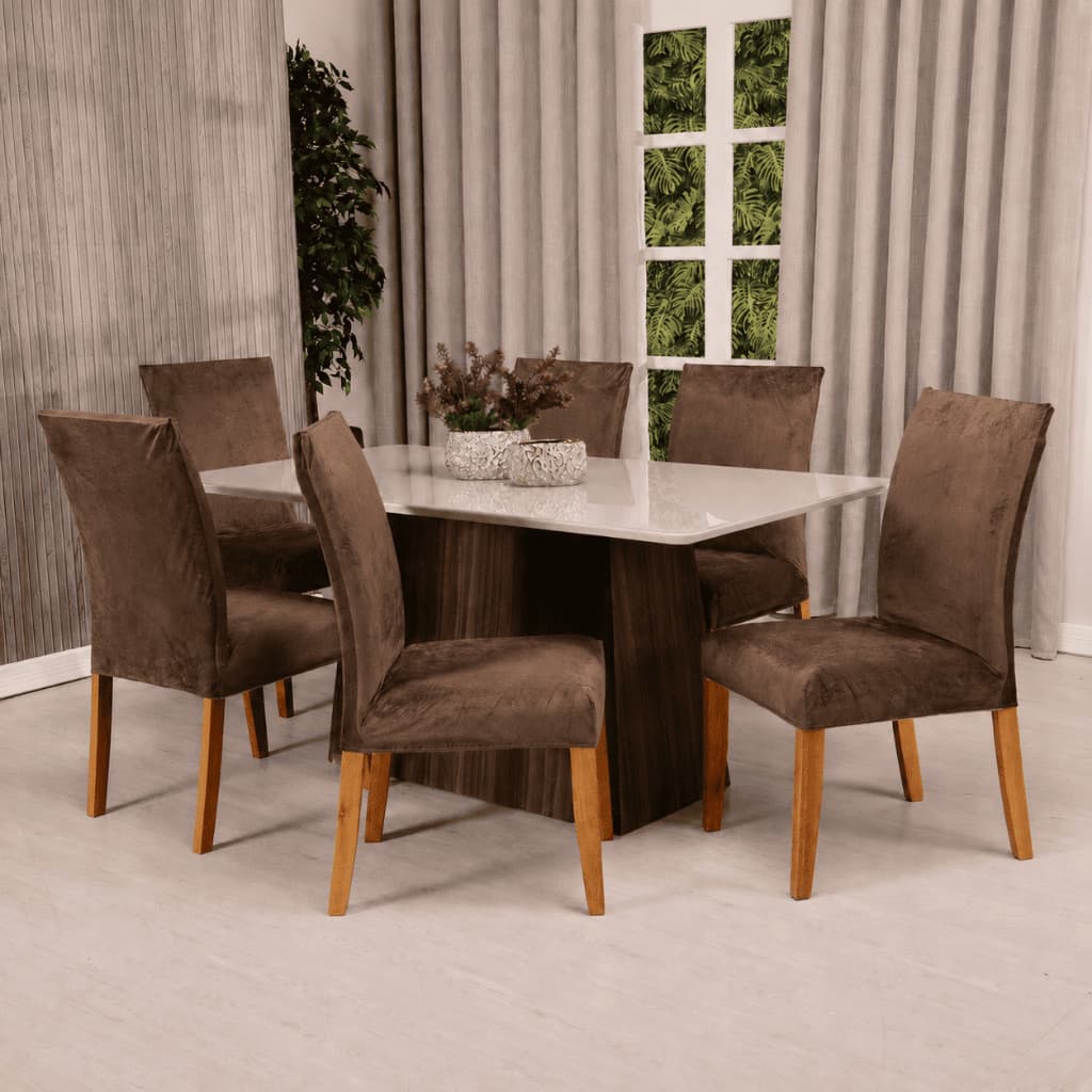Kit 8 Capas de Cadeiras Suede Elástica Toque Aveludado