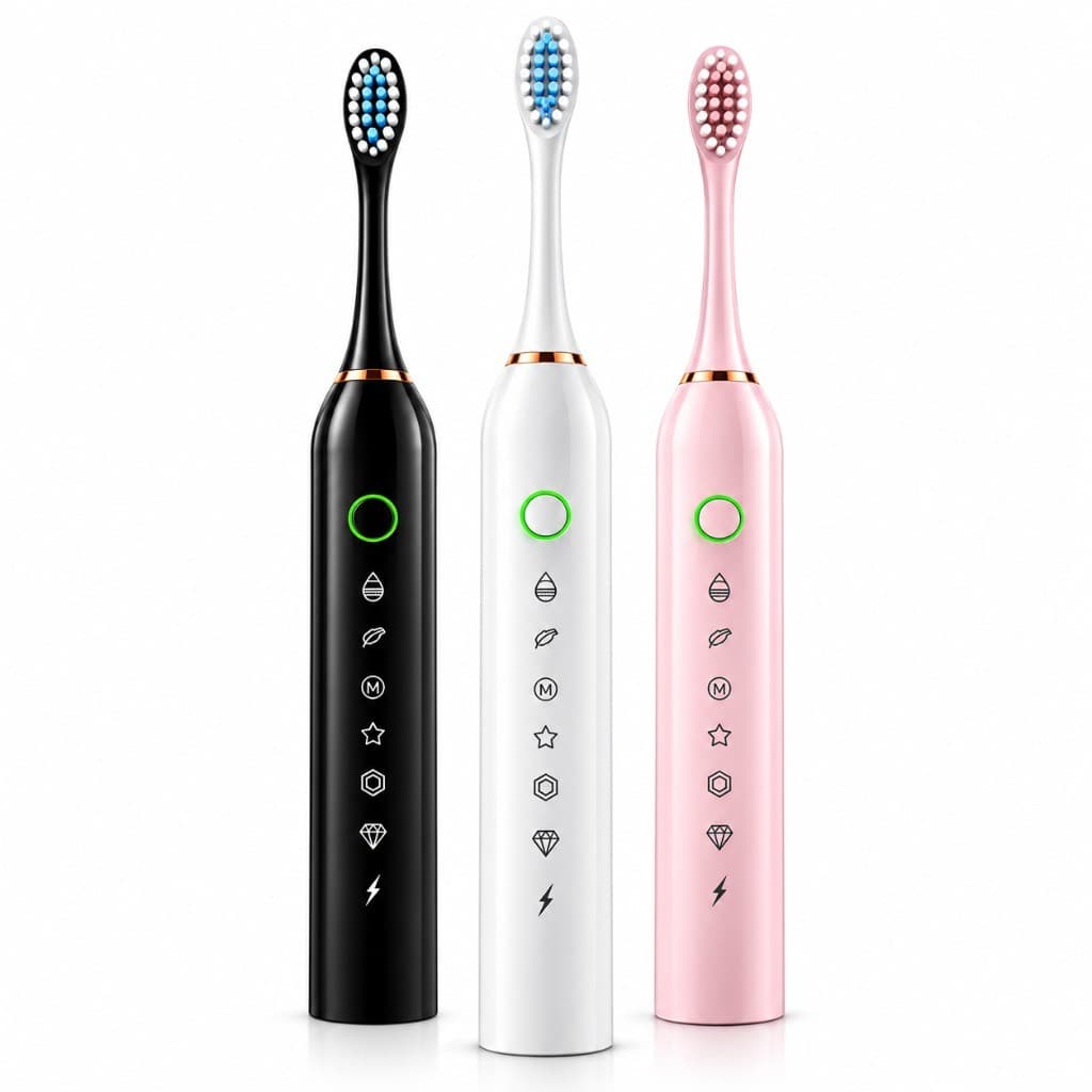 Escova de Dentes Elétrica Recarregável IPX7 com Cabeça Substituível