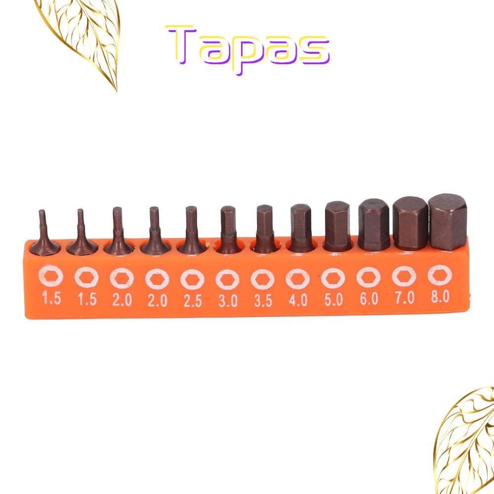 Conjunto De Brocas De Chave Allen Menina 12pcs , Hexagonais De Pontas De Haste De 1/4 De Polegada , Liga De Aço S2