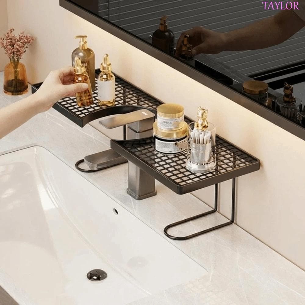 Rack De Armazenamento De Banheiro TAYLOR , Prateleira Torneira Simples De Drenagem De Água Pia Sem Perfuração De Malha U