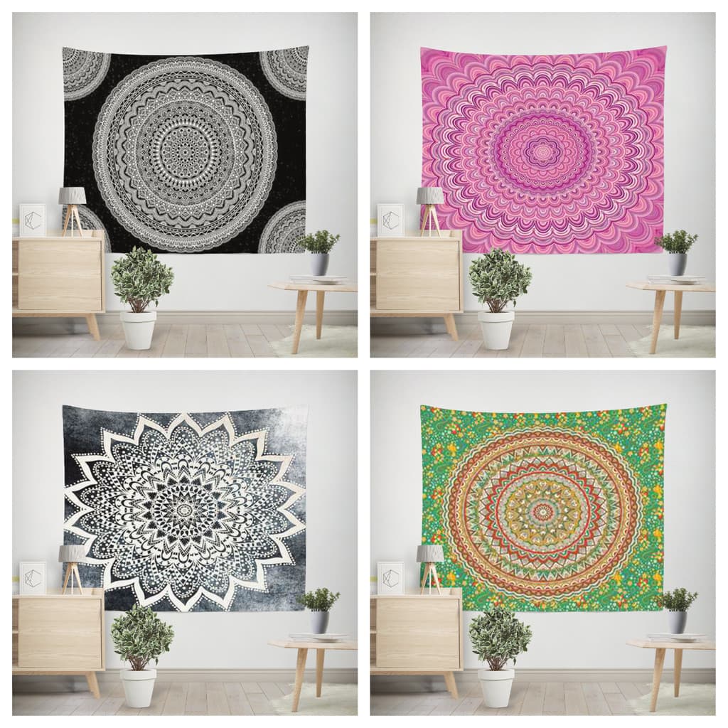 Tapeçaria de mandala para pendurar na parede, decoração de parede para casa, tapeçaria para quarto e sala de estar, teci