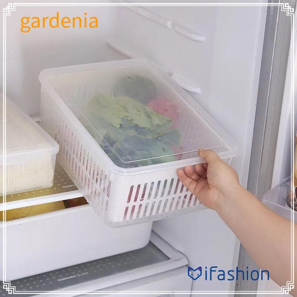 Organizador De Geladeira GARDENIA , Caixa De Armazenamento Transparente De Plástico , Cesta De Drenagem Organizadora De