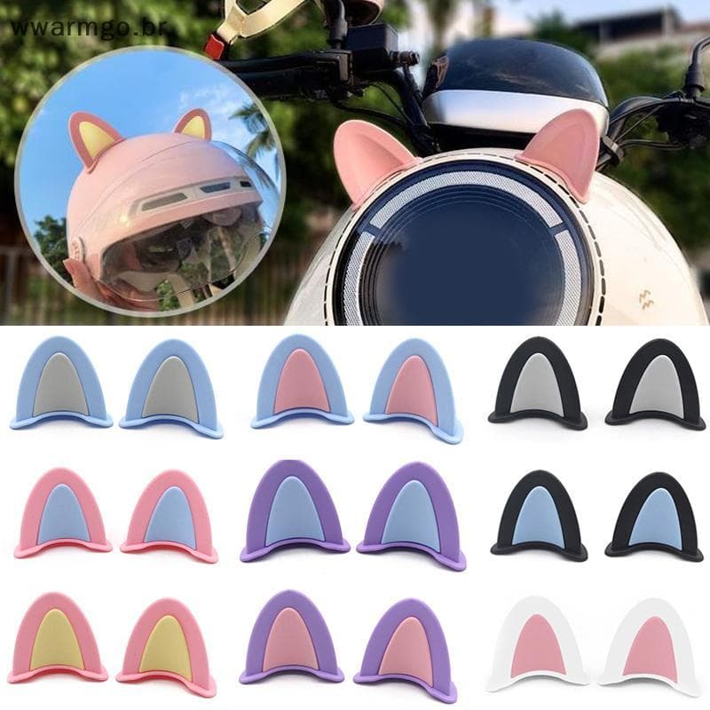 WWARM 2 Peças Decoração De Capacete Com Orelhas De Gato Acessórios Universais Fofos Para Motocicleta Multicoloridos
