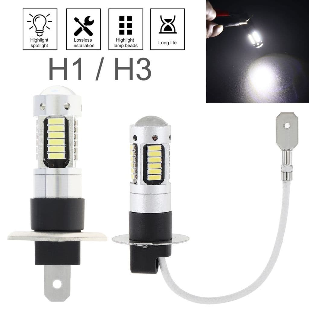 Lâmpada De Nevoeiro LED H1 H3 , 30SMD 4014 , 12V , 6000K , IP65 , 10W