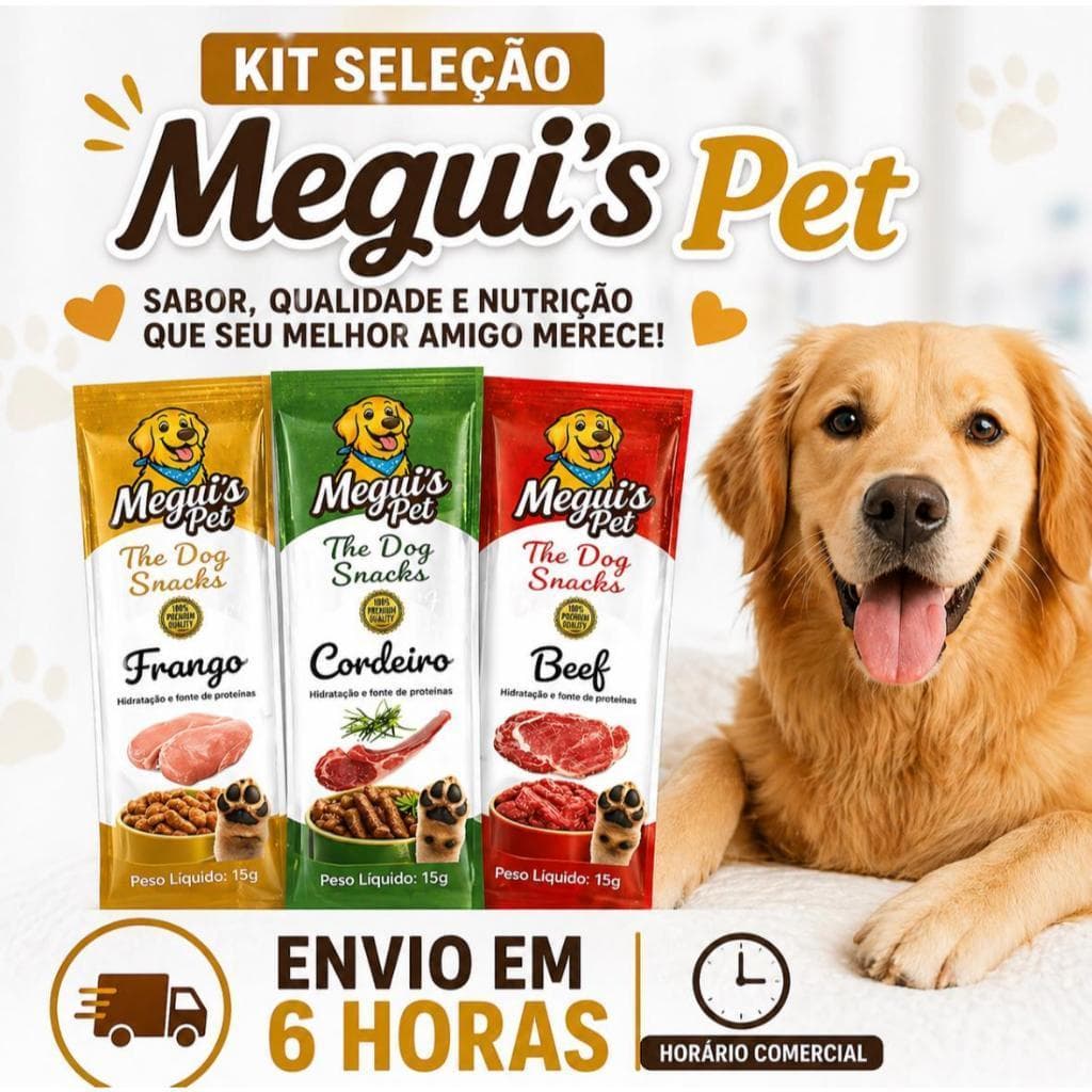 Petisco Cremoso Tipo Churu para Cachorros Meguis Pet 5 Sachês Snack Úmido