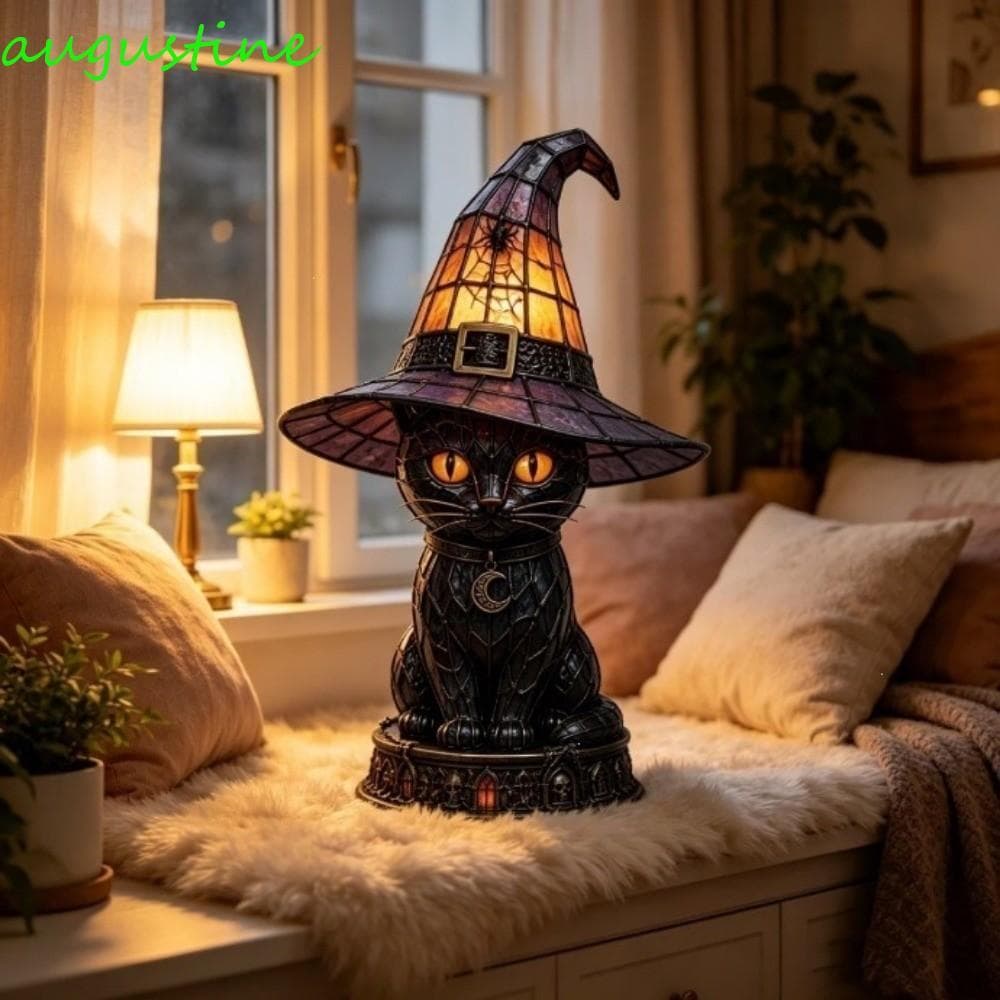 Lâmpada De Halloween AUGUSTINE , Luz Noturna Gótica Para Decoração De Casa , Chapéu De Bruxa Colorida Acrílica De Pássar