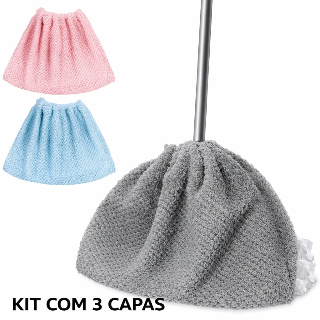 Kit com 3 Capas de Vassoura Multiuso, Laváveis, Reutilizáveis, Cores Aleatórias 123