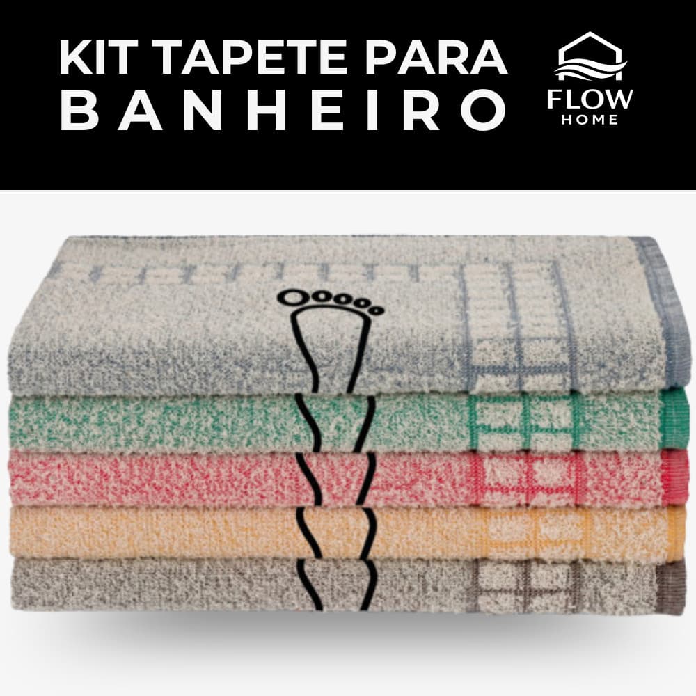Kit Tapetes Para Banheiro Piso Atoalhado Saída de Box Pezinho 100% Algodão 45x70cm