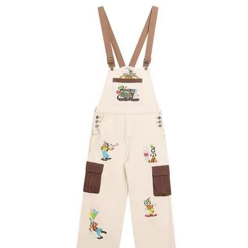 Fat mm americano vibe Retro lavado bordado macacão masculino feminino estilo Preppy suspensórios jeans com bloqueio de c