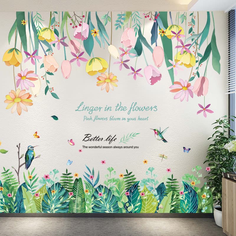 Pequeno fresco quarto decoração adesivos de parede papel de parede quente auto-adesivo fundo Layout da parede planta ade