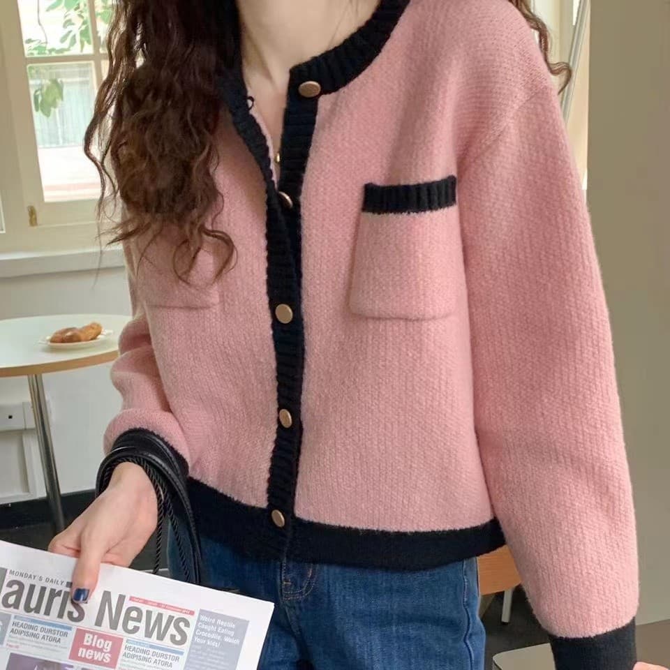 2026 primavera outono novo estilo camisola jaqueta feminina cor combinando solto exterior usar Cardigan de malha estilo