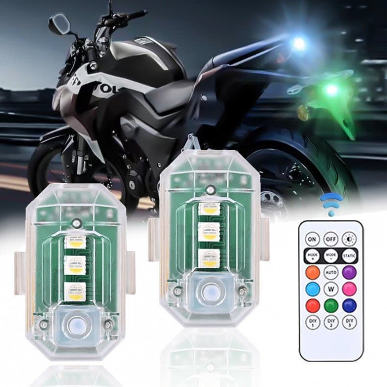 Luzes Estroboscópicas LED RGB para Motocicletas, Luzes de Posição LED Sem Fio, Luzes de Advertência para Aeronaves, Heli
