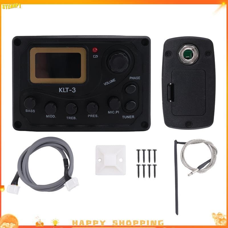 Equalizador EQ De 4 Bandas , 3 Pré-Amplificador De Guitarra Acústica Com Afinador Digital E Captador