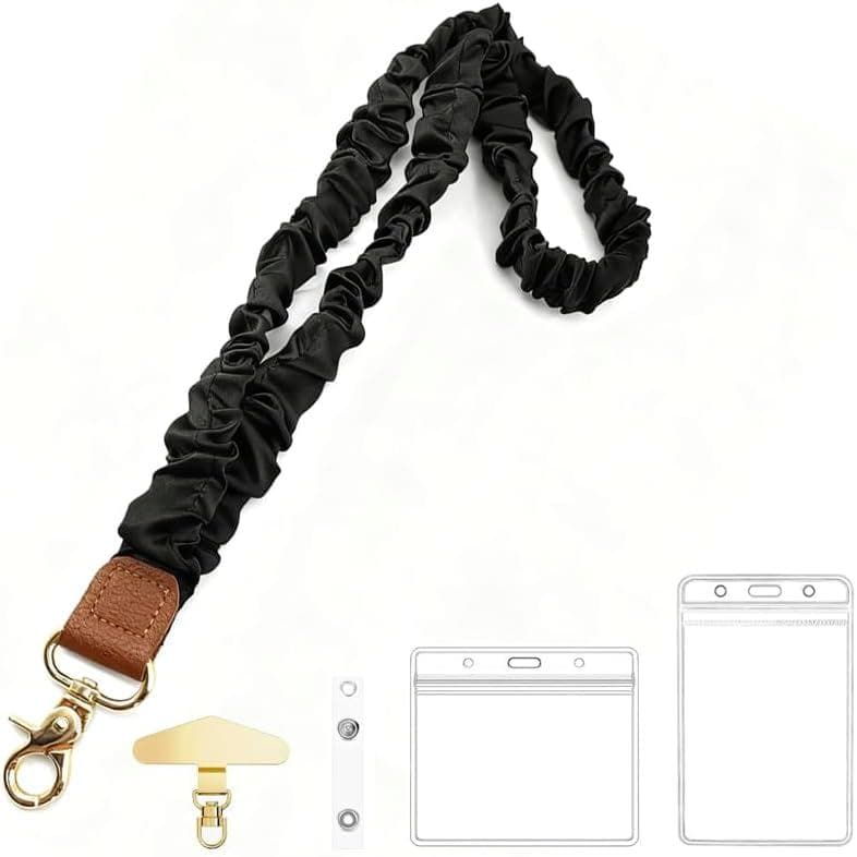 Cordão Elástico para Crachás de Identificação, Cordões Retráteis para Professores, Cordão Elástico com Porta-Crachás par