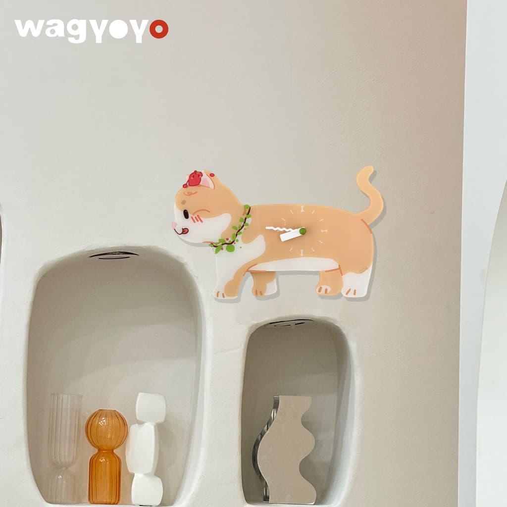 Relógio de parede de gato Original, relógio de parede, decoração, arte, decoração macia, criativo, fofo, filhote de cach