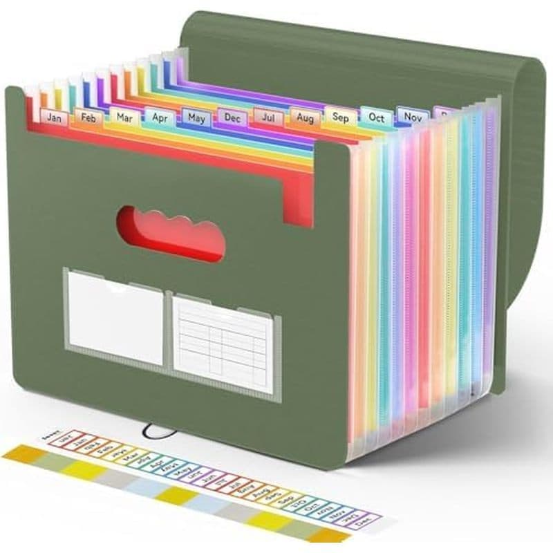 Organizador De Arquivos Acordeão Sooez , 13 Pastas De Arquivo Expansíveis De Bolso , Letra/A4 | Mensal Portátil Do Recib