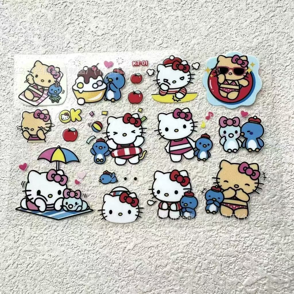 Adesivo DIY para capa de celular, decoração plana em relevo fofa, copo de água Hello Kitty, adesivo para celular, Kitty.