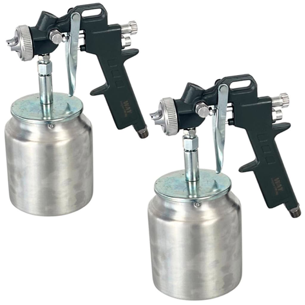 2 Pistolas Revolver de Pintura Sucção 3 Bicos 1.2 1.5 1.8mm Pressão Copo 1000ml Importway Iwpp001