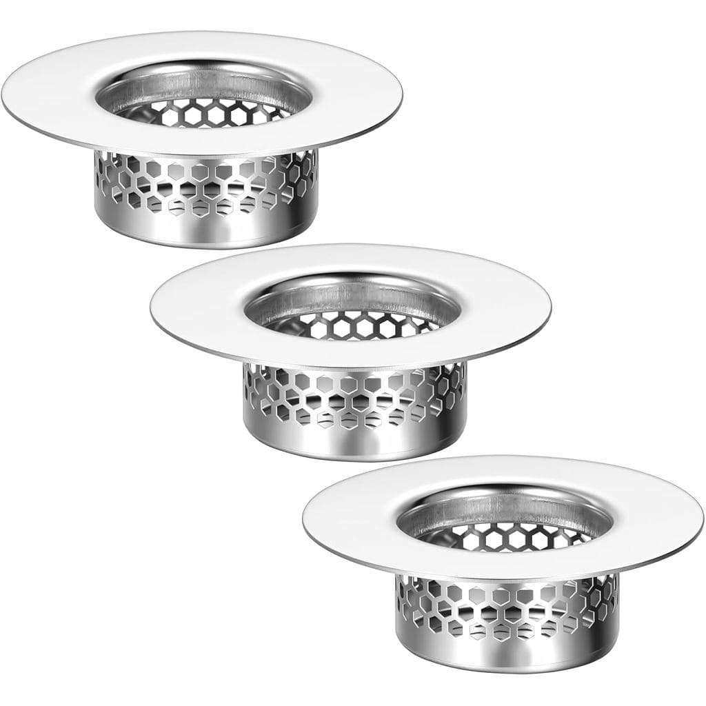 Conjunto de 3 Filtros para Ralo de Pia de Banheiro, Tampa de Ralo em Aço Inoxidável, Coletor de Cabelos para Pia, Filtro