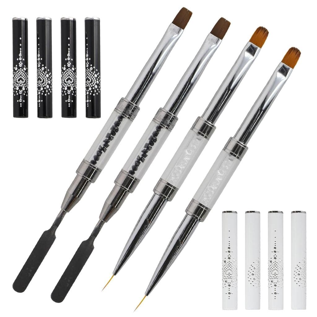 4 Pincéis de Gel Duro para Unhas, Pincéis de Gel Construtor para Unhas com Design de Cabeça Dupla para Decorar Unhas, Pi