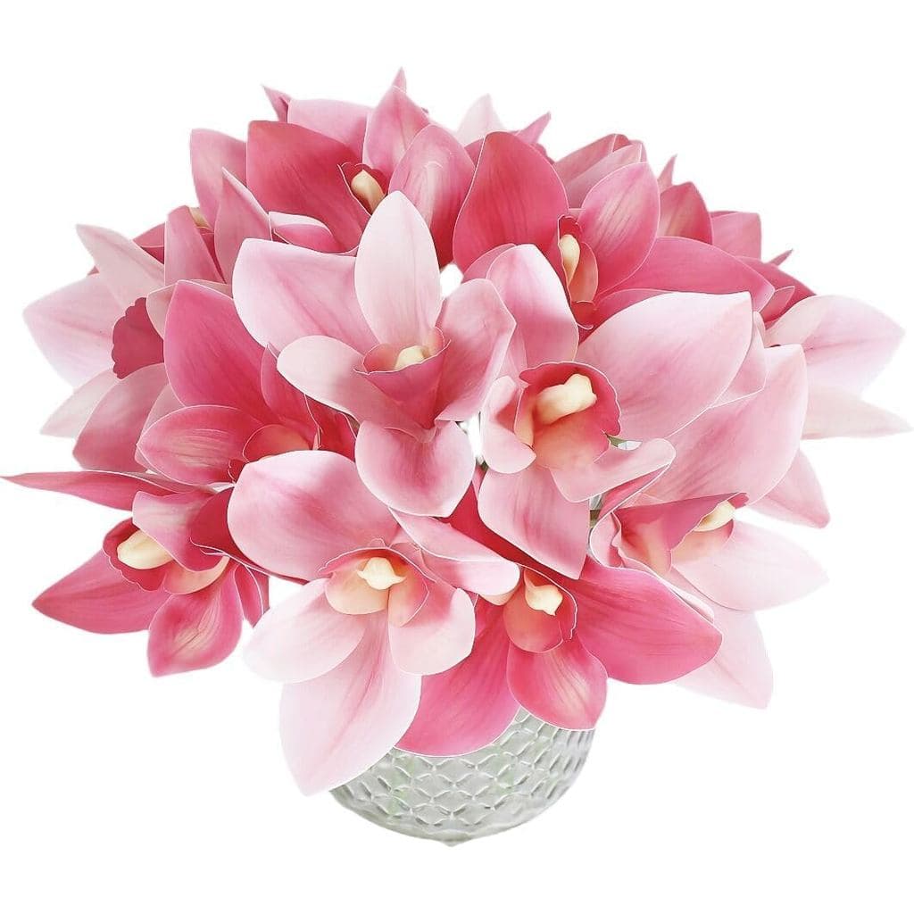 20 Peças de Plantas Artificiais Realistas de Seda, Orquídeas Cymbidium, Arranjos Florais para Casamentos, Decorações, Ce