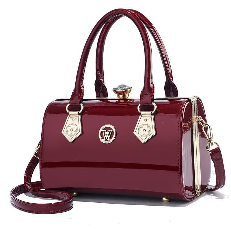 Bolsa De Couro Brilhante Da Moda Ombro Feminina De Grande Capacidade