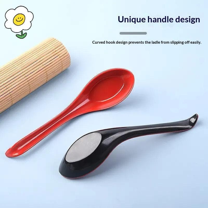 maoting } 2 Pcs Cabo Longo Vermelho Bla Ramen Colheres Estilo Japonês Melamina Resistente A Quedas Para Suprimentos De C