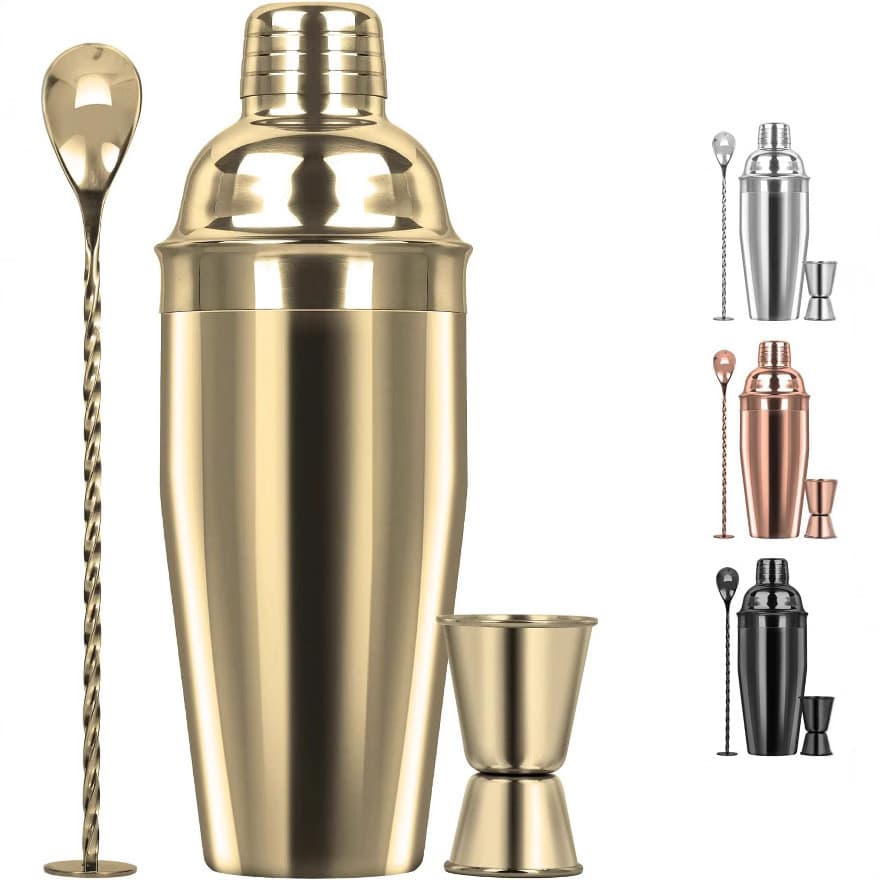 Coqueteleira de aço inoxidável, coqueteleira de três seções, coqueteleira de bar de 750ml, conjunto de três peças XD8M