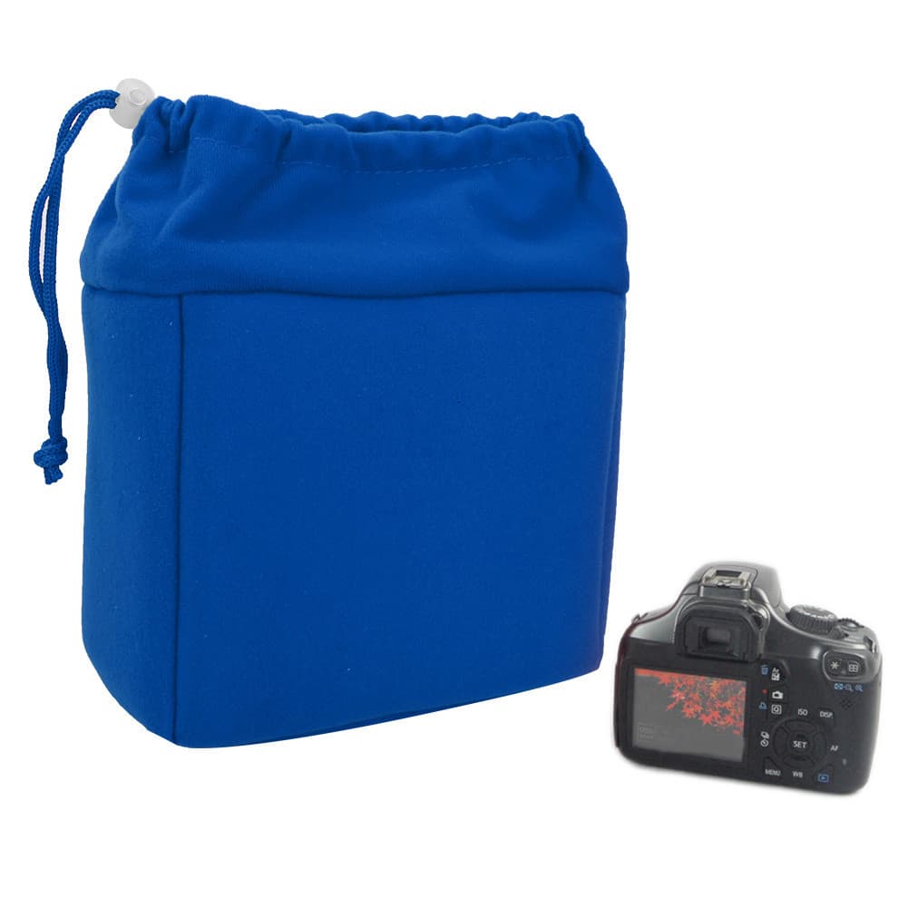 Bolsa Rt para lente de câmera DSLR à prova de choque Xixian com cordão - preto 20x18x10 cm (azul escuro)